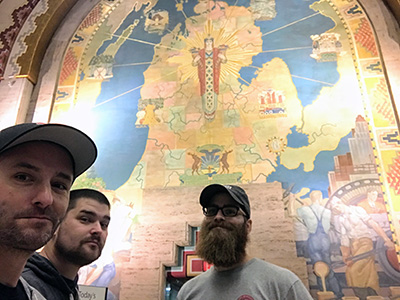 The boys at the Guardian Building